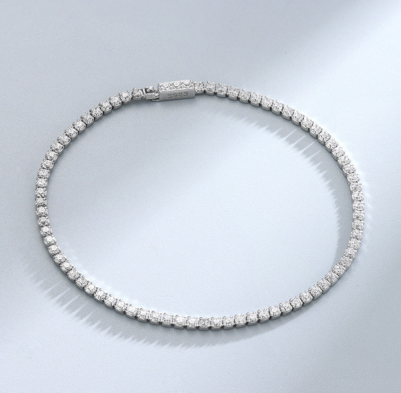 Tennis de Plata ley 925 Zirconia Brillante Cadena Cubano Estilo Miami